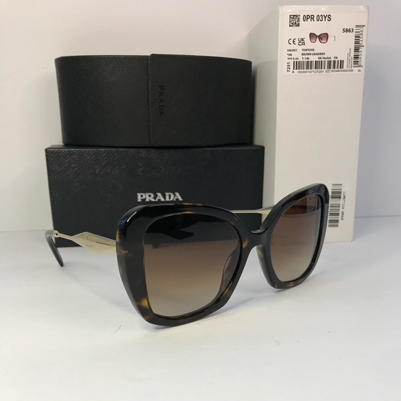 PRADA SPR 03Y VAU-6S1 butterfly sunglass honey tortoise frame brown lenses. - Picture 3 of 16